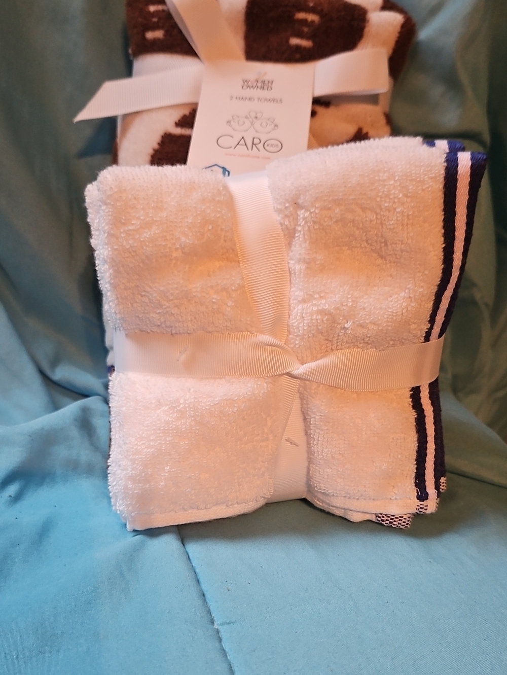 CARO Football Print Hand Towels and Washcloths - Brown & White - Picture 3 of 7